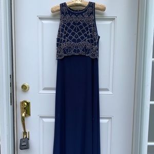 Macy's Navy Prom Dress with Beaded Bodice